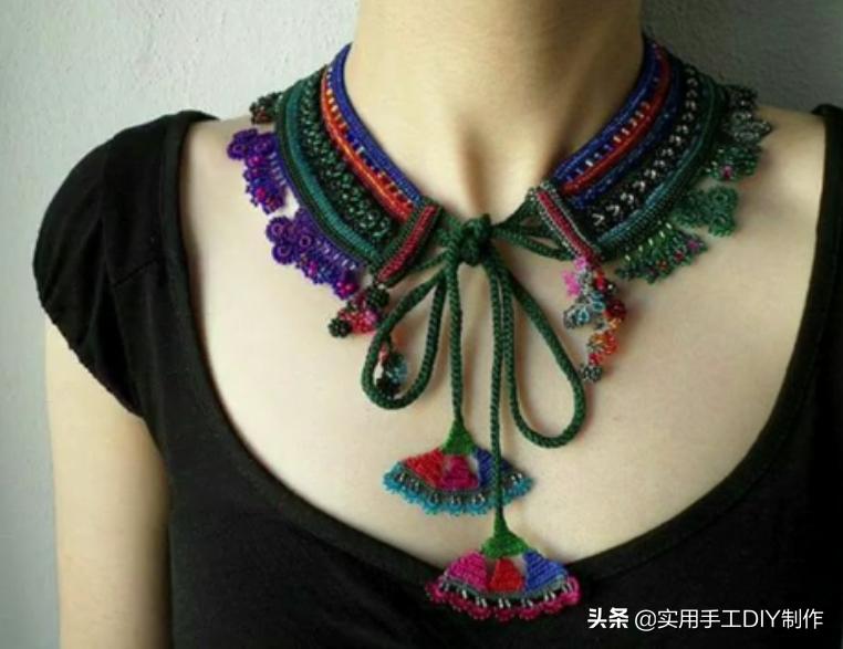 民族风毛衣链高档项链女挂饰品,羊绒衫的手工编织女