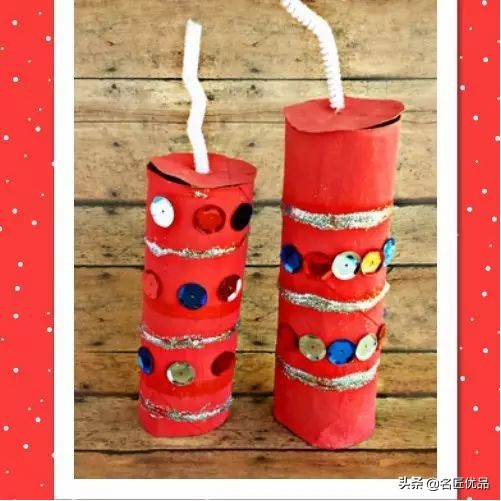 元旦手工彩纸鞭炮,元旦节手工鞭炮