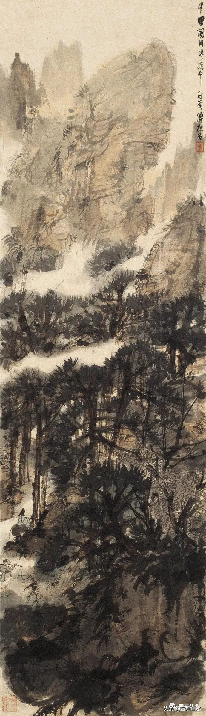 傅抱石山水全集,酣畅淋漓水彩画作品