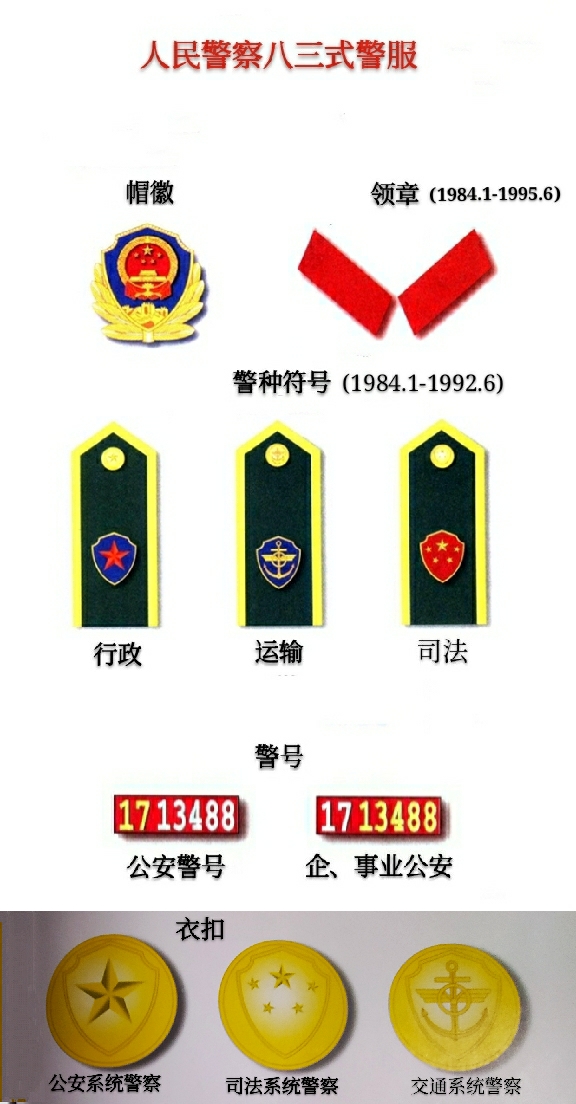 金色盾牌热血铸就人民警察历届警服,二,1972.2-1989.6