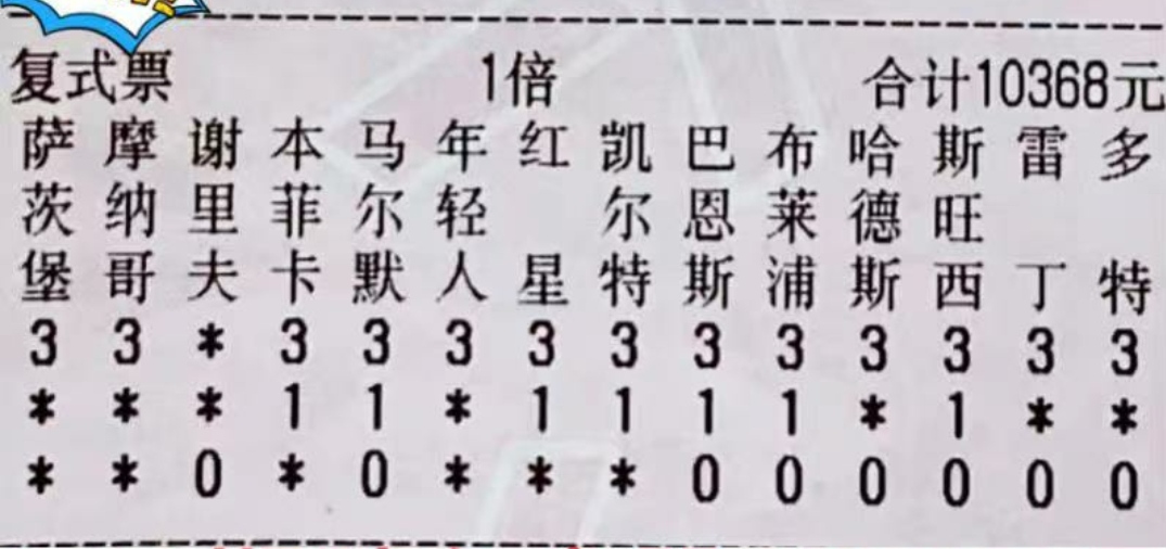 24106胜负彩九场,胜负彩14场24107期