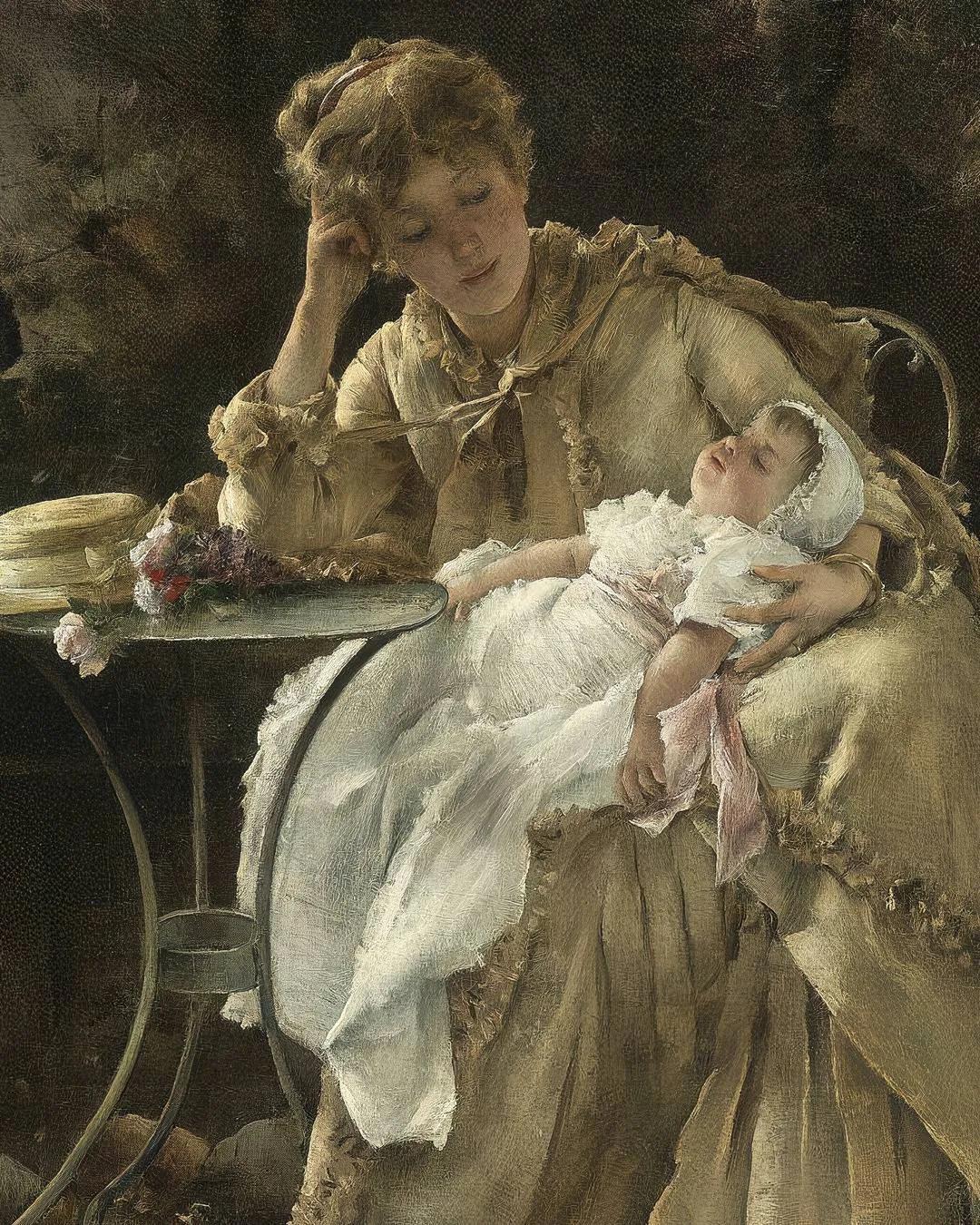 油画母爱图片,十大最具母爱的油画