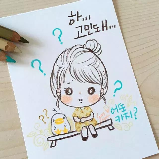 彩铅画古风人物简笔画,彩铅荷花简笔画几分钟就能学会