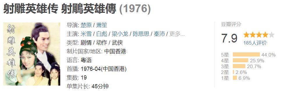 射雕英雄传的江南七侠,七个版本郭靖射雕