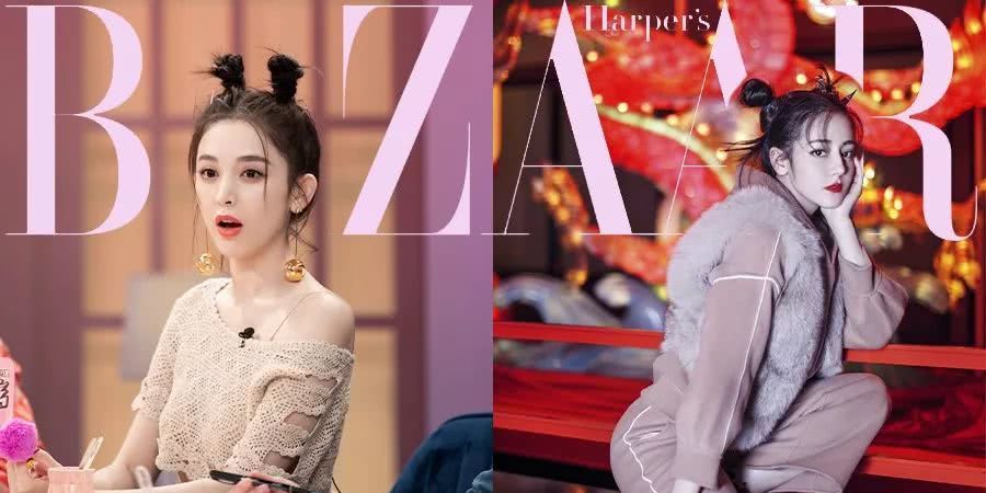 娜扎同款丸子头可爱俏皮女友感,娜扎热巴同款双丸子头