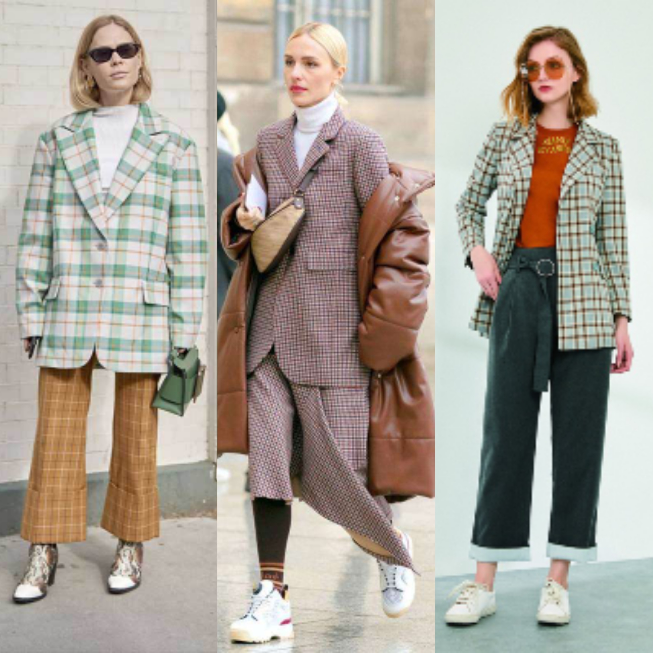 格纹元素西装搭配图,春天格纹西装搭配大全