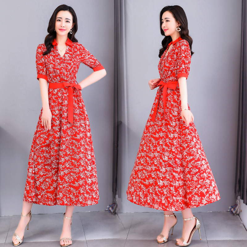 微胖女生连衣裙夏季显瘦大摆遮肉,复古风微胖遮肉连衣裙