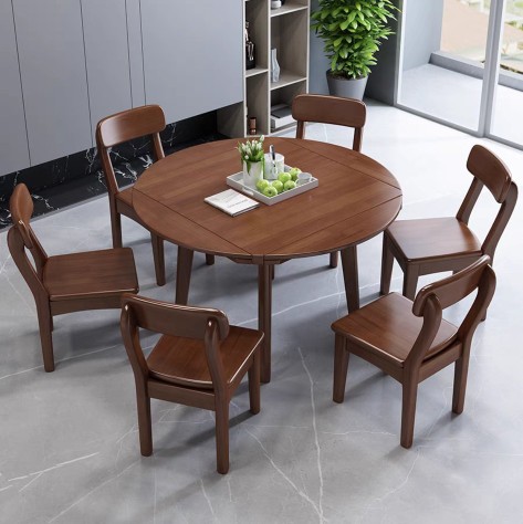 “新中式”伸缩实木餐桌一出，大圆桌过时了！整洁美观，太机智了