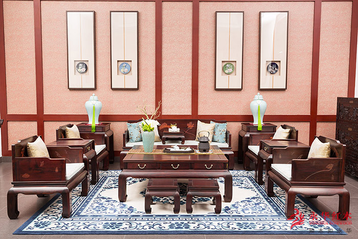 商品房红木家具客厅效果图,古典红木新中式风格家具