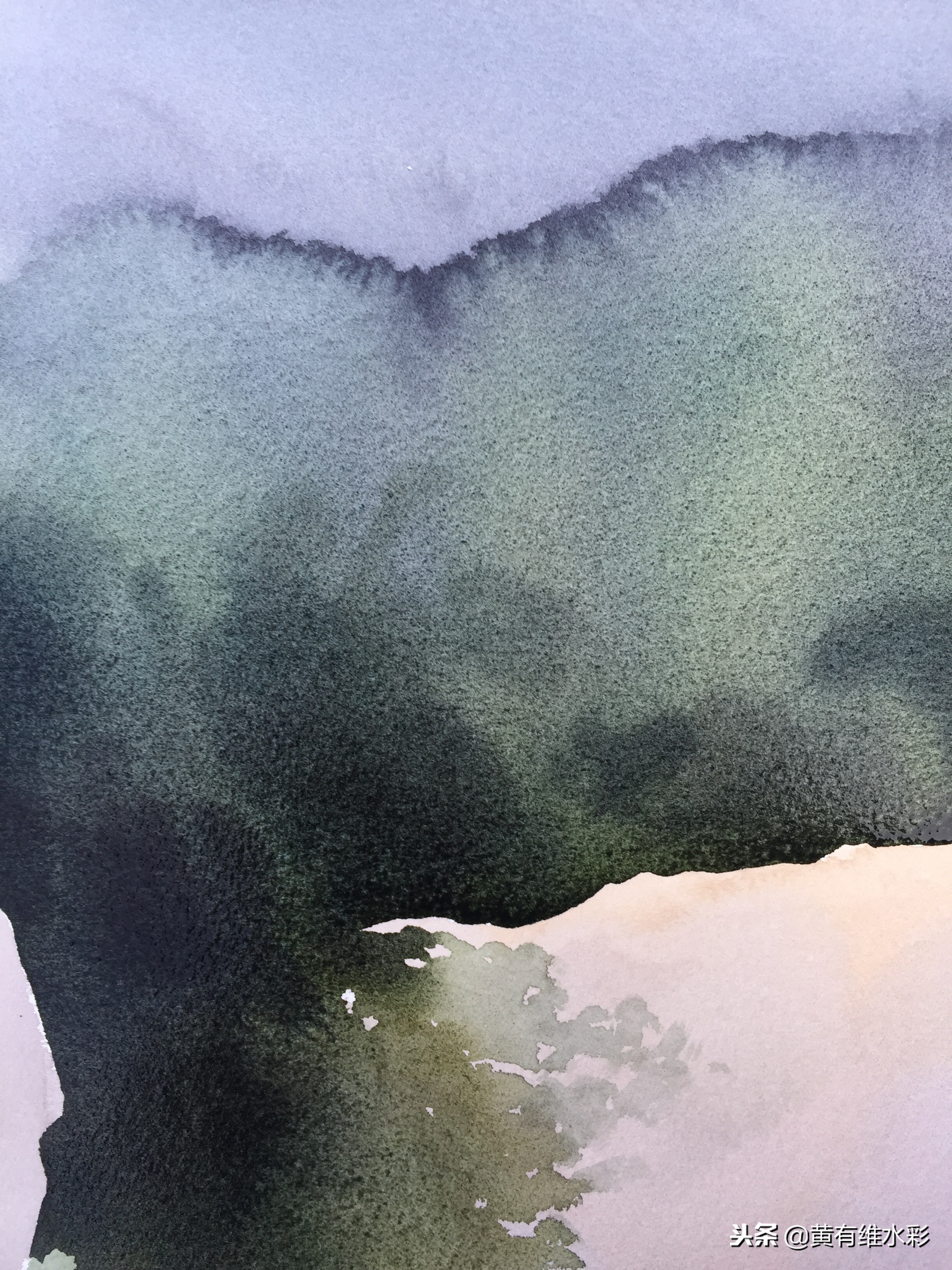 石头水彩风景画,石头水彩画入门教程视频