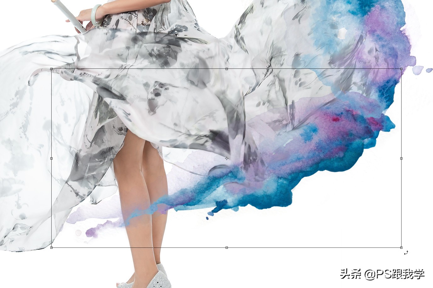 渐变蒙版效果教程,蒙版上用的渐变与溶图