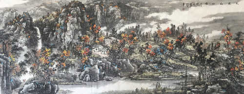 风水重彩山水画,秦岭山水画水墨