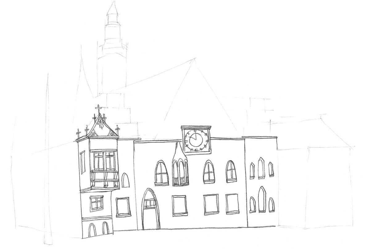 速写建筑入门基础画图片,速写画房子初学者入门教程