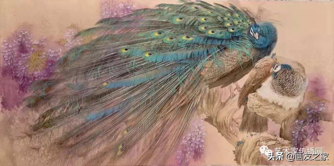 工笔孔雀上色步骤详解,工笔最顶级逼真孔雀画精品