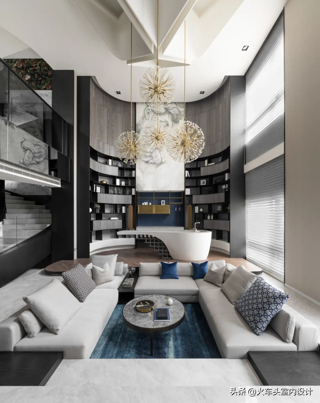 80款挑空客厅设计,大宅就该有这气势