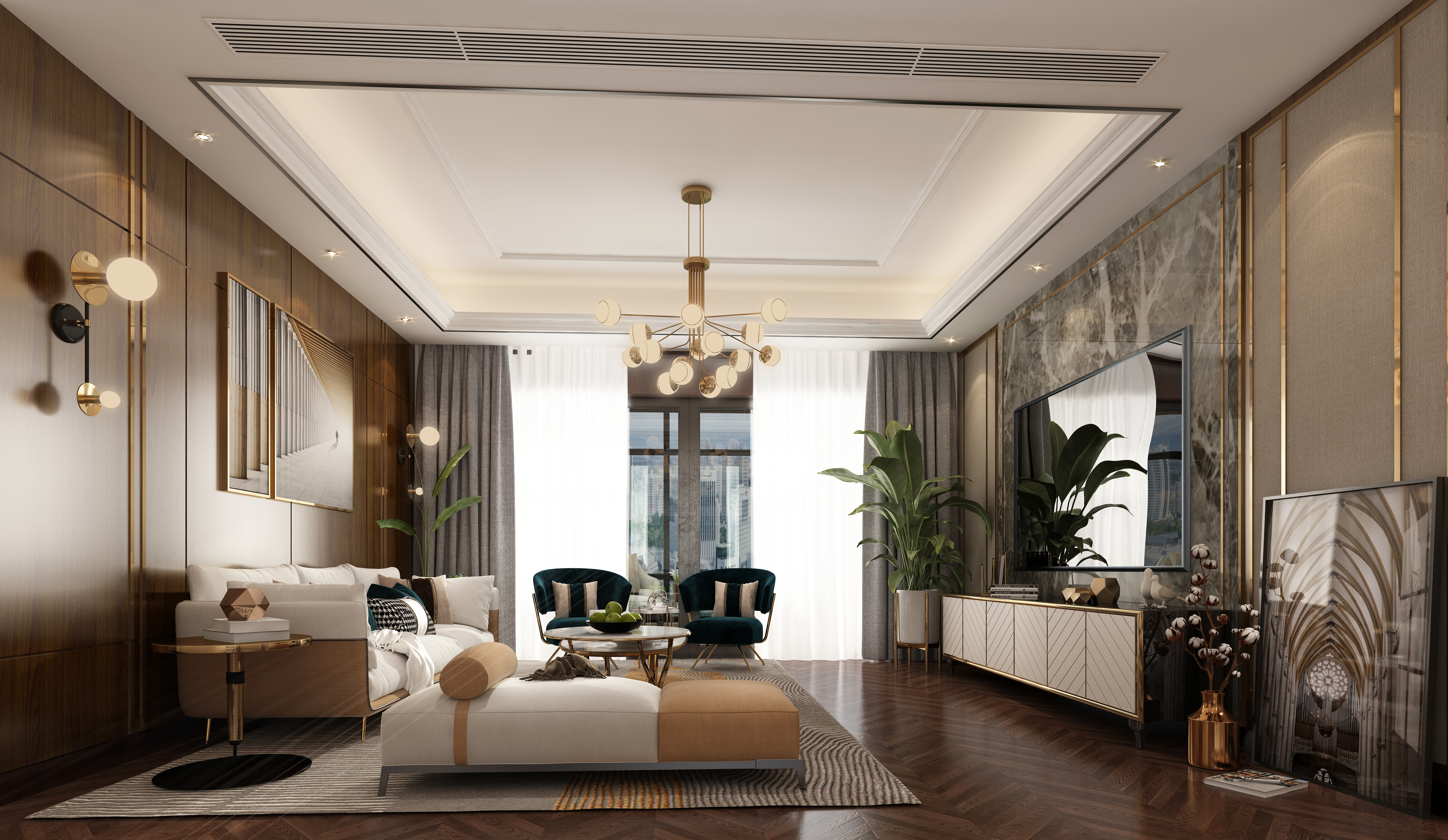 北辰现代轻奢装修,北辰三角洲c2区118平装修风格