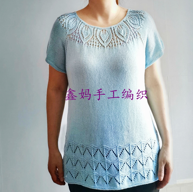 鑫妈手工编织圆领开衫视频,亚麻套头衫编织教程