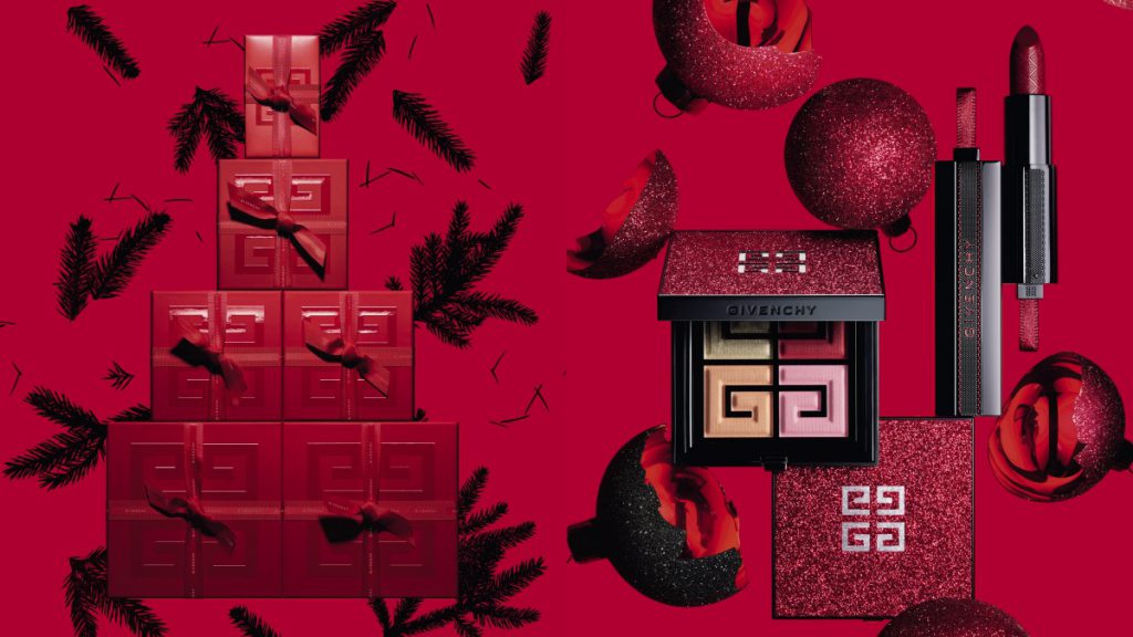 优雅漆黑透出闪亮红色星沙,纪梵希2019「红色霓光」限量圣诞彩妆