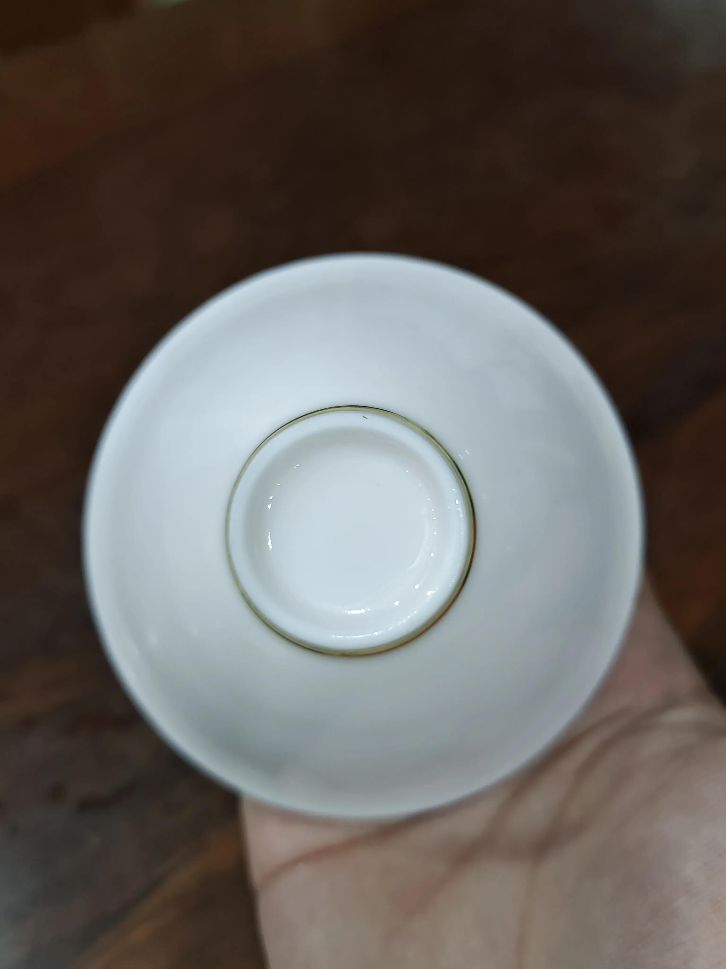 德化白瓷薄胎斗笠杯,日式陶釉斗笠杯