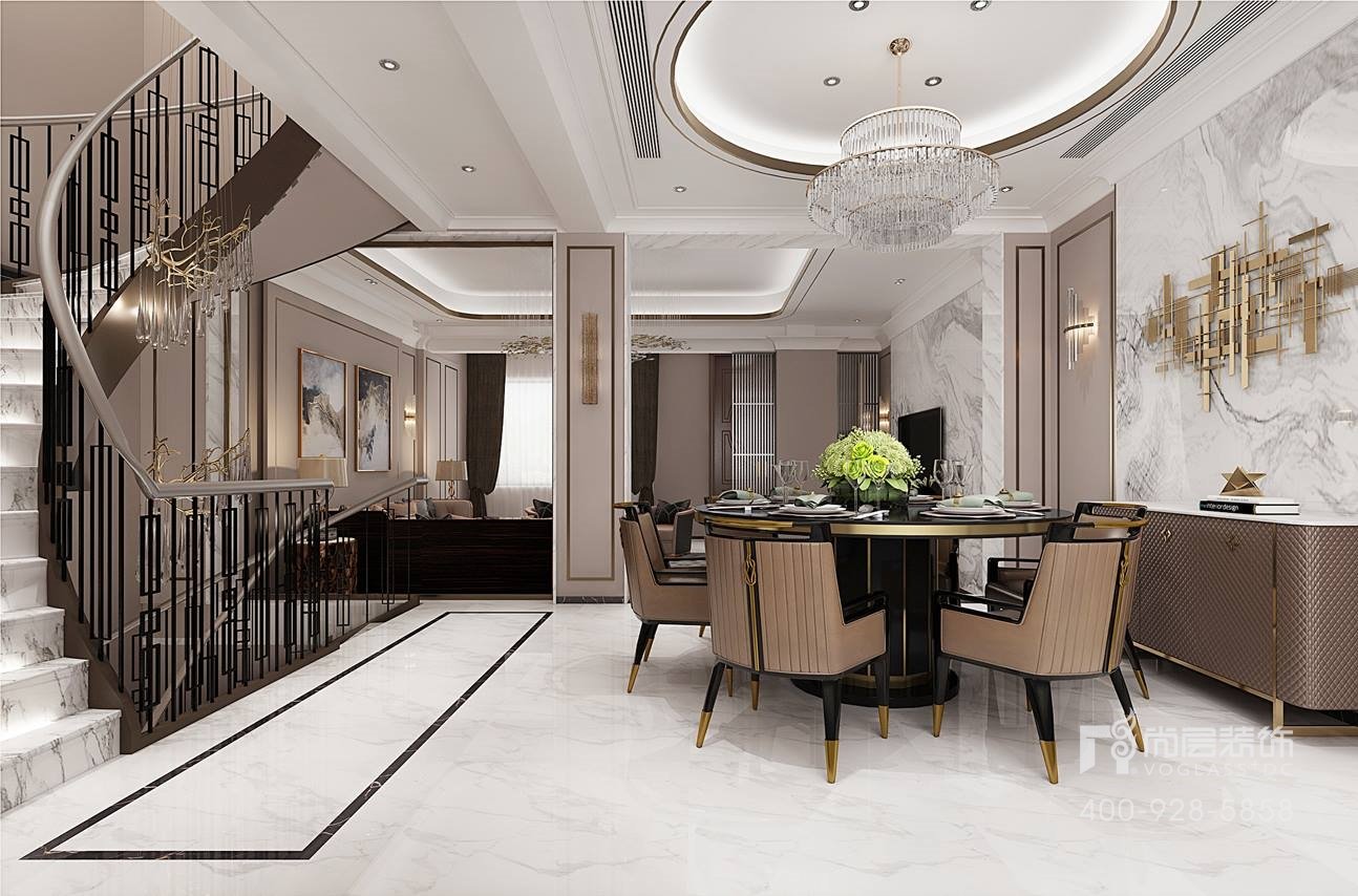 东西湖美式小别墅装修设计,龙子湖简约欧式风格别墅装修设计