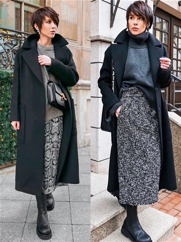 40岁女人穿毛衣搭配什么裤子,50岁女人毛衣配裙子的经典搭配