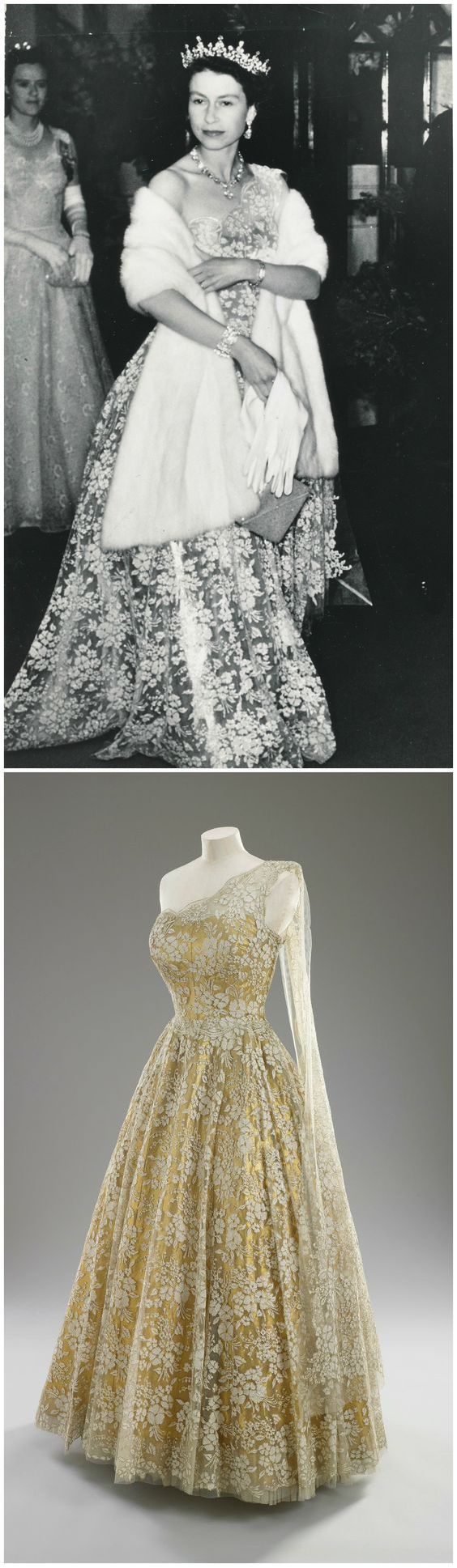 伊丽莎白女王苹果花礼服,英国女王伊丽莎白连衣裙