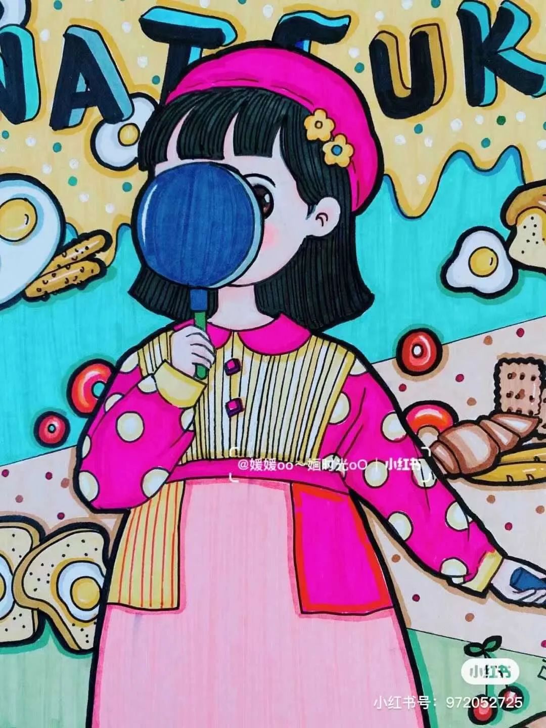 色彩缤纷的马克笔装饰画,60色的马克笔画简单的动漫画