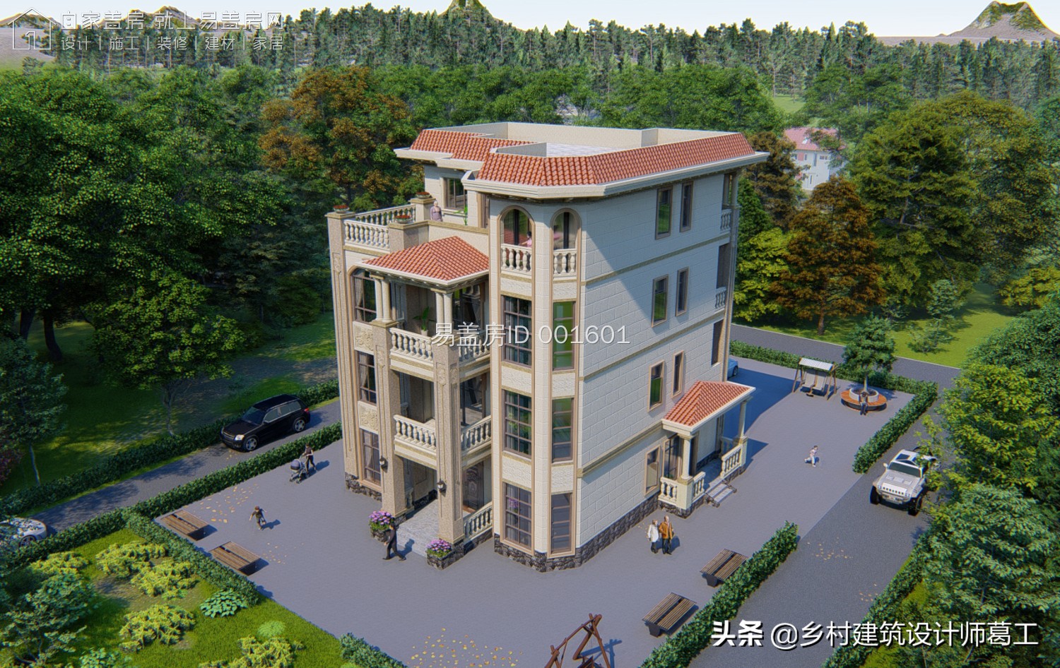 带堂屋神位独立厨房的二层半别墅,侧面独立厨房二层欧式别墅