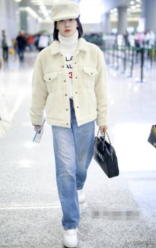 宋茜复古连体裤,宋茜短款皮裤搭配西装外套