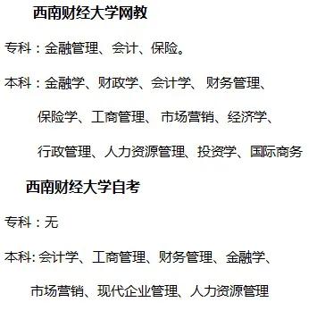 西南财经大学硕士招生专业目录,西南财经大学网教文凭