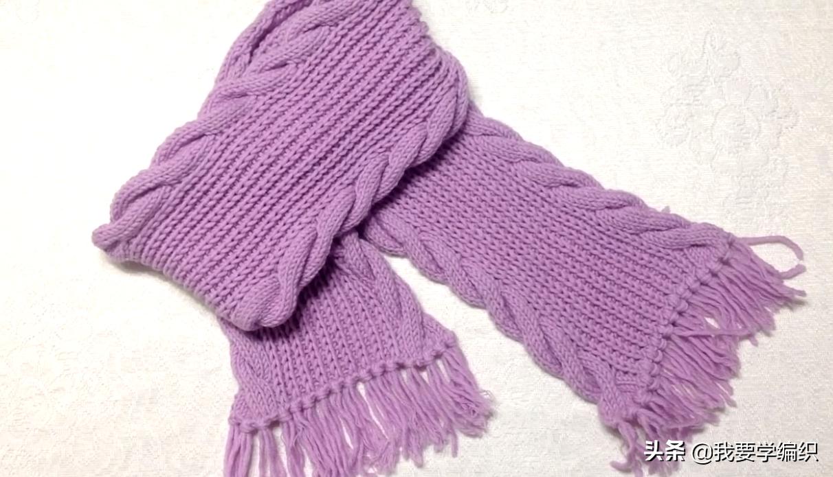 双层黑白竖条纹围巾编织教程,纯手工交叉格围巾编织教程