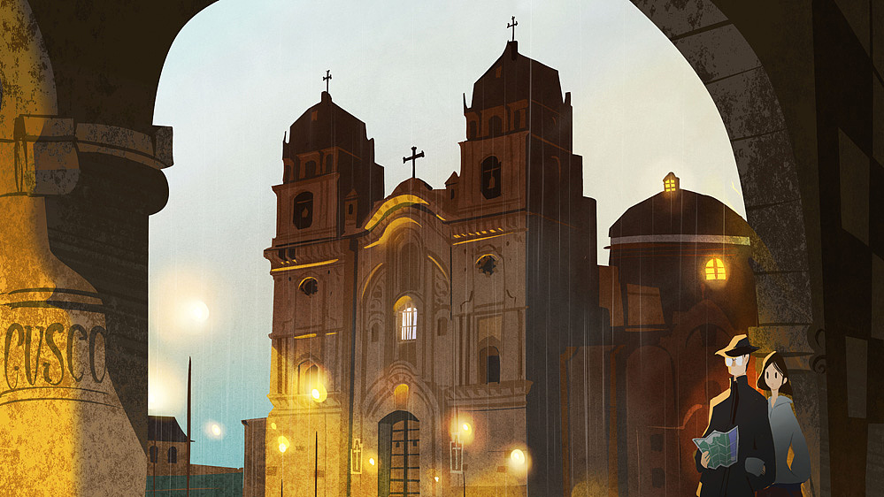 两个人的旅行,两个人的插画