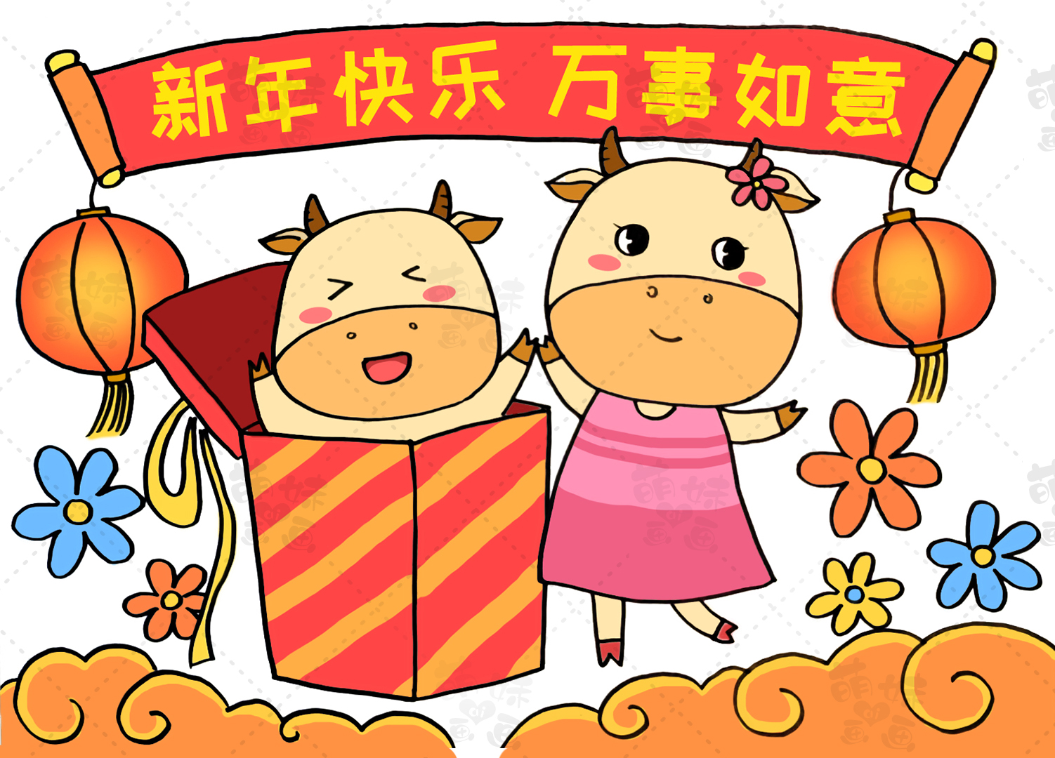 春节的主题画2022简单又漂亮,春节的画简单又好看2021年的