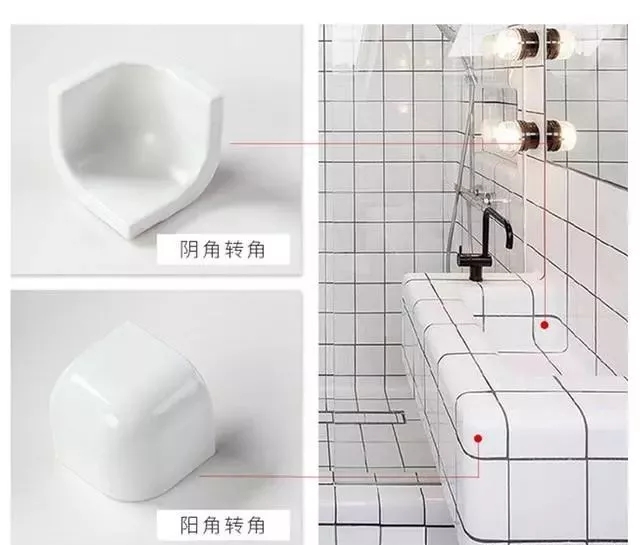 头一次见贴瓷砖不用直角收边，如今流行起这种圆角瓷砖！太美了