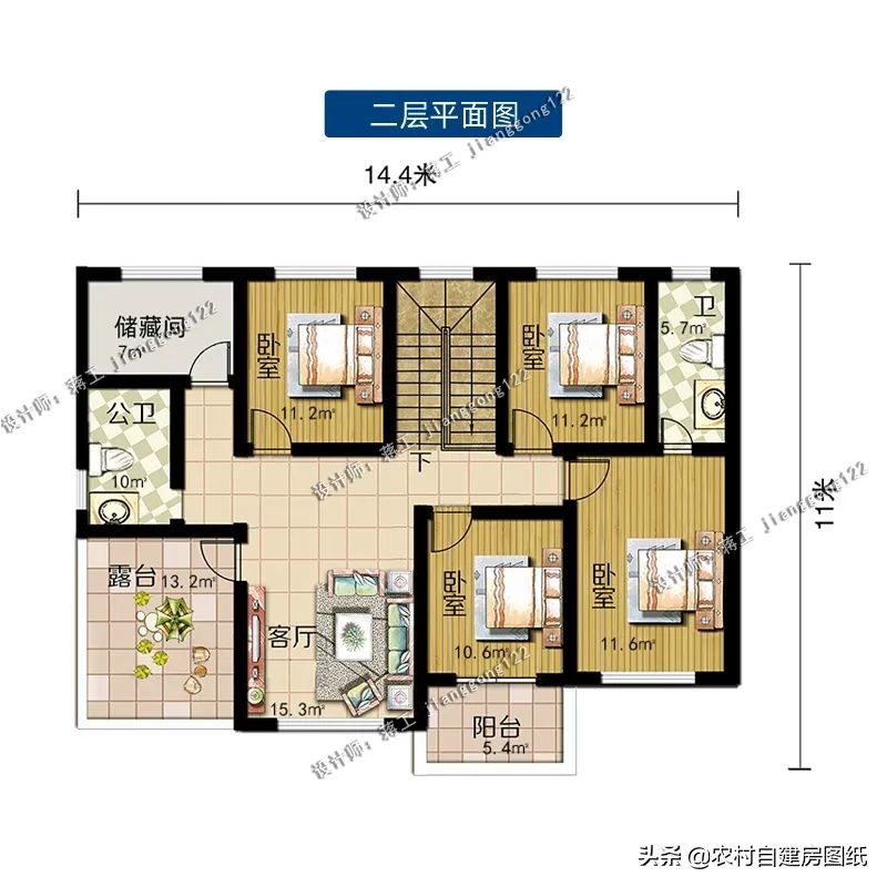 乡下二层小别墅设计带车库,农村二层大方实用的小别墅设计图