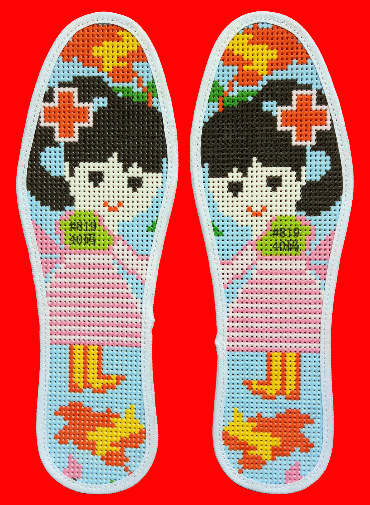 绣双鞋垫送姐妹,绣花鞋垫儿女款