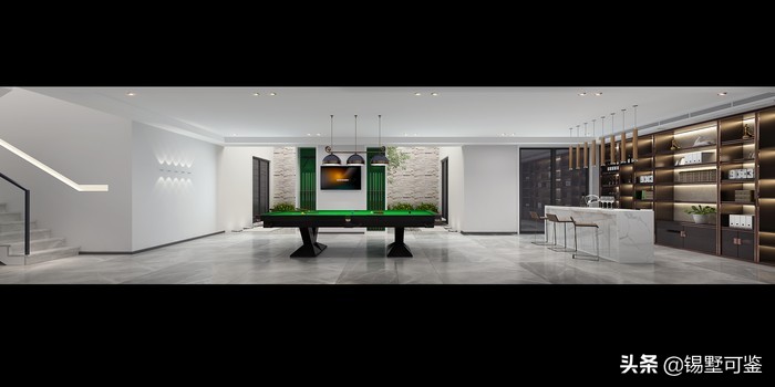 十个台球桌简易装修风格预算三万,吧台台球桌一体装修设计