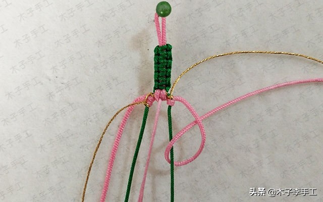 桃花手链编法最简单不用毛线编,手工编织手链桃花编法