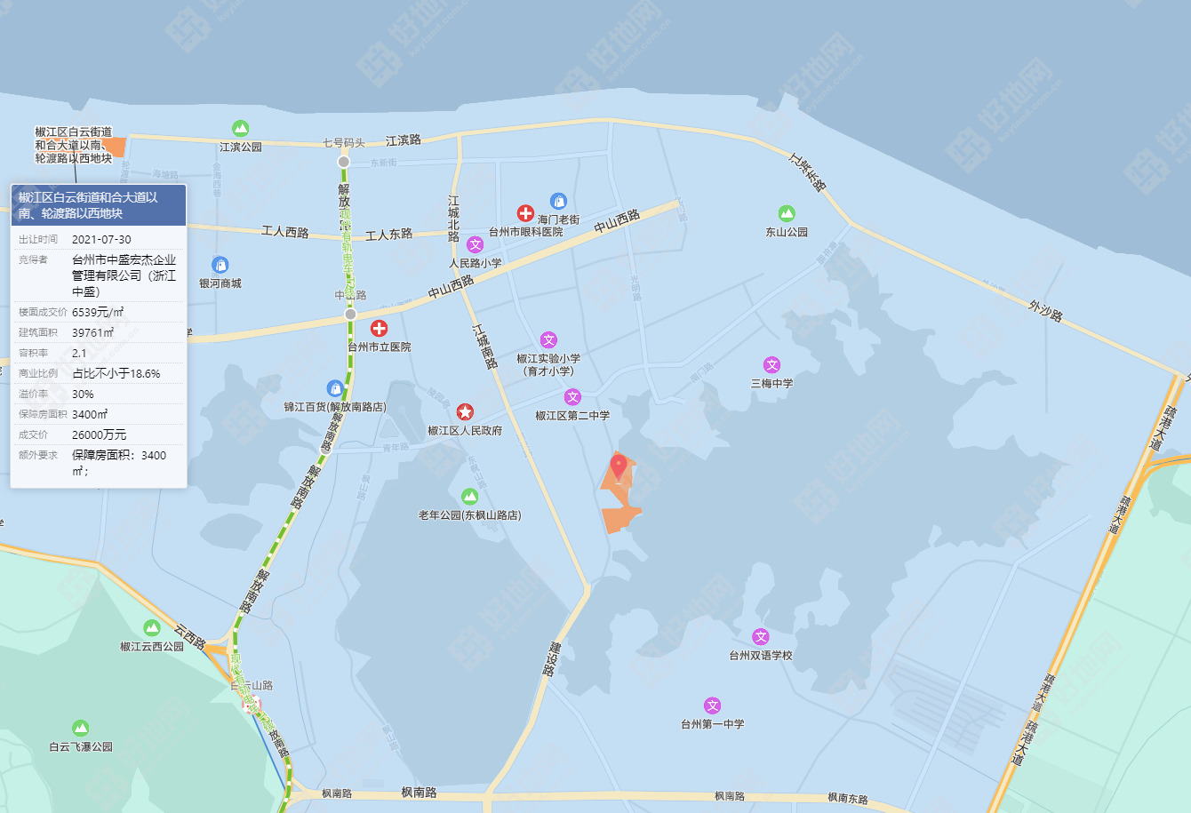 台州椒江土地出让最新消息,台州椒江土地拍卖网2019年