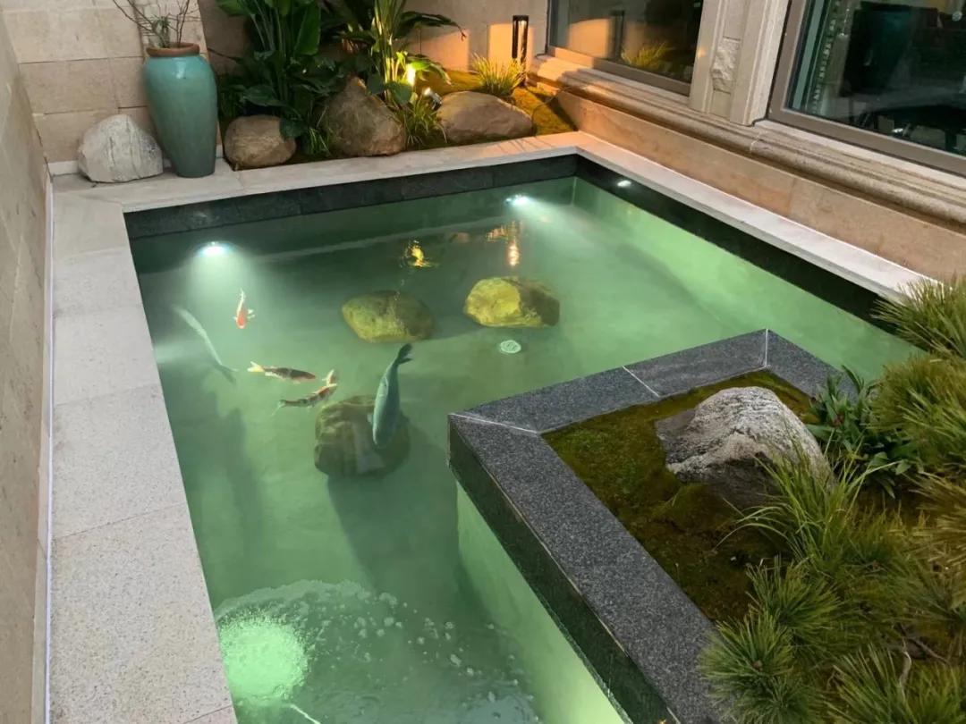 3-5吨锦鲤池建造,锦鲤池生态鱼池建造图