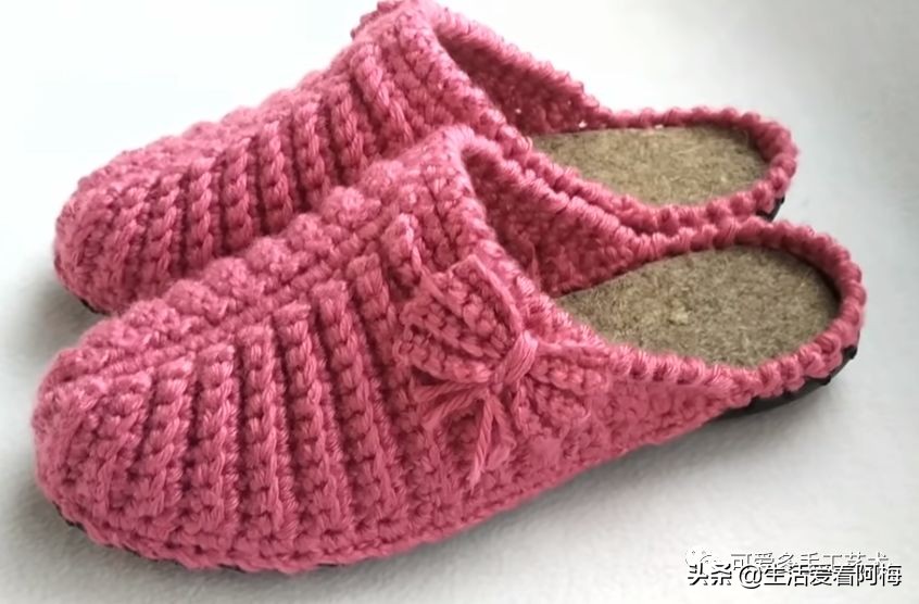 自己用毛线做布拖鞋,用布条线编拖鞋