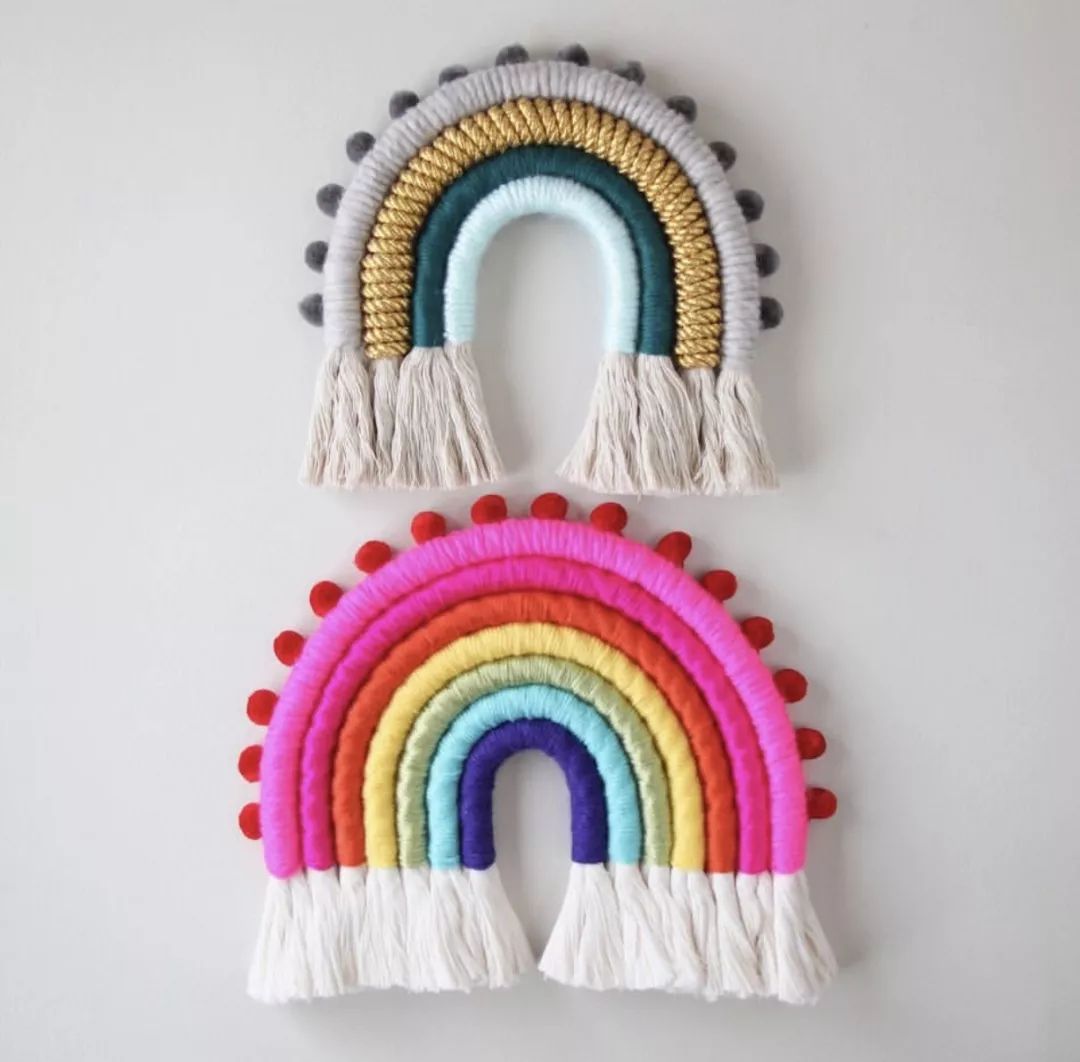 自制漂亮的挂毯,做彩虹云朵挂坠