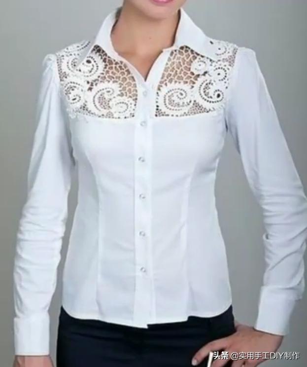 棉麻蕾丝边衬衫,布艺镂空衬衫