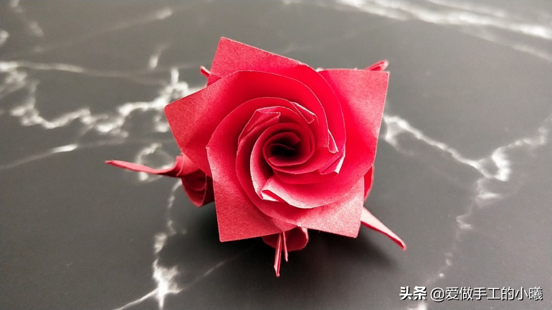 玫瑰花折纸图解,玫瑰花千纸鹤折纸图解