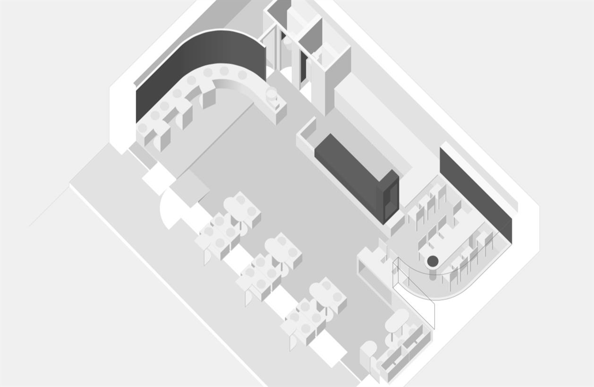 长型咖啡厅设计,弧形咖啡厅设计案例