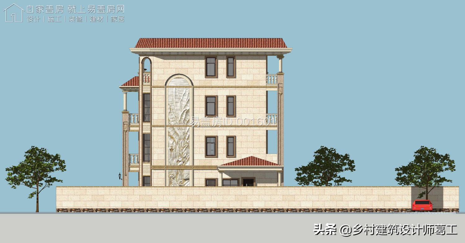 带堂屋神位独立厨房的二层半别墅,侧面独立厨房二层欧式别墅