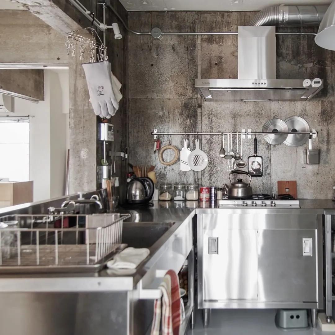 高颜值不锈钢台面橱柜,不锈钢大理石橱柜