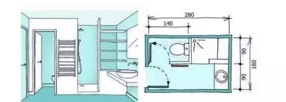 卫浴布局设计,卫浴设计干湿分离平面布置图