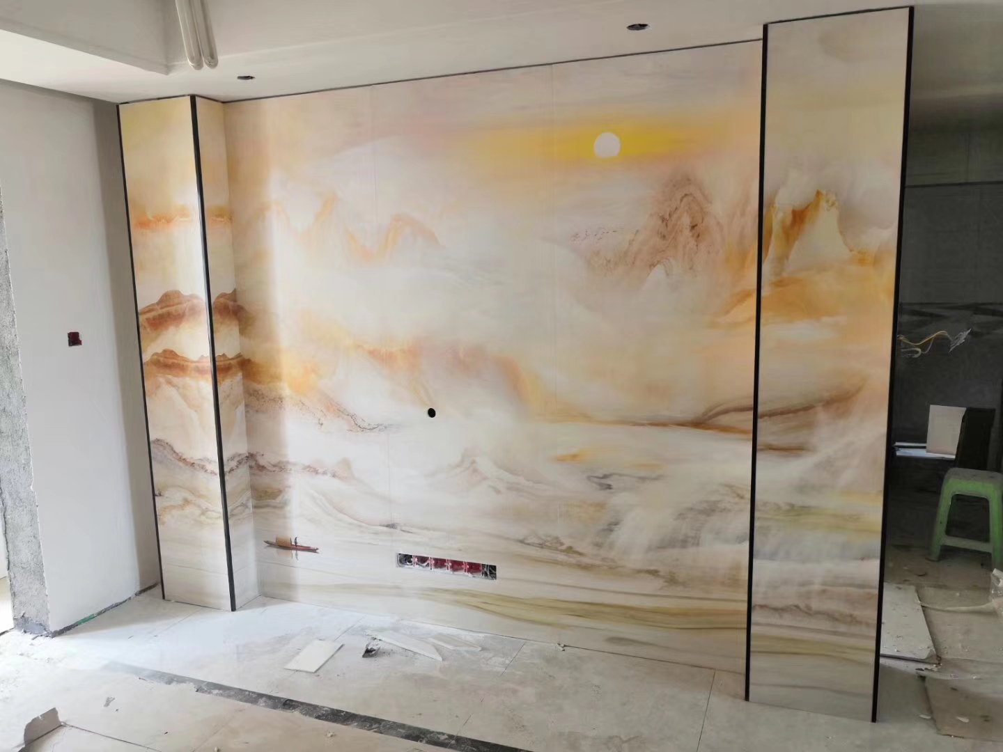 石材背景墙瓷砖颜色搭配效果图,极简大理石瓷砖背景墙效果图