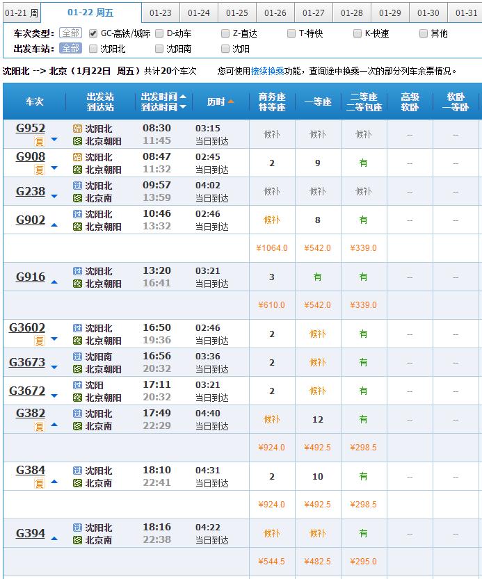 北京到沈阳最快需几小时,沈阳至北京z158票价